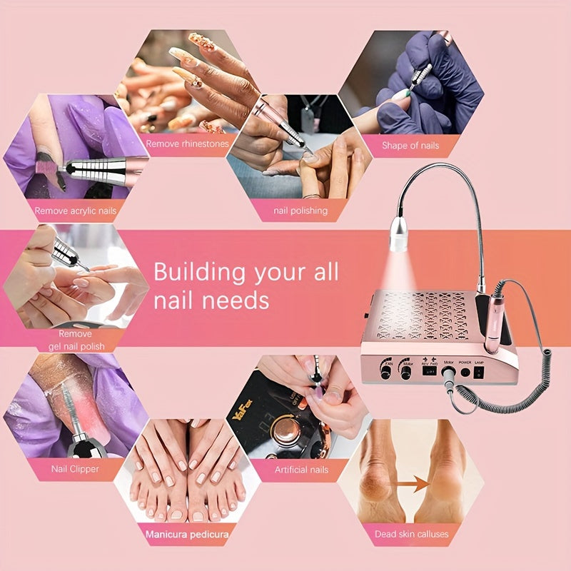 35000rpm Professional Electric Nail Drill Machine, High-Speed Nail Art Drill Set, All-in-One Acrylic, Gel Removal & Polishing Drill with LED, Precision Manicure & Pedicure Set, Multifunctional Manicure Tool for Salon And Home
